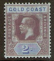 Gold Coast 1913 2s Purple and blue on blue. SG80b.